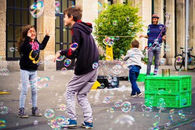 youth work, children playing, bubbles