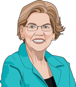 Illustrated portrait of Senator Elizabeth Warren