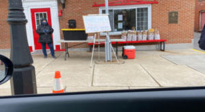 outdoor food distribution set-up