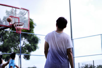 young man on basketball court