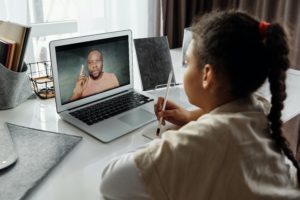 girl using video call for distance learning