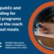 White text on blue background reads: Increasing public and private funding for afterschool programs can increase the reach of afterschool meals