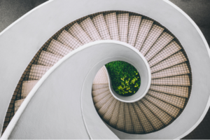 aerial view of a spiral staircase