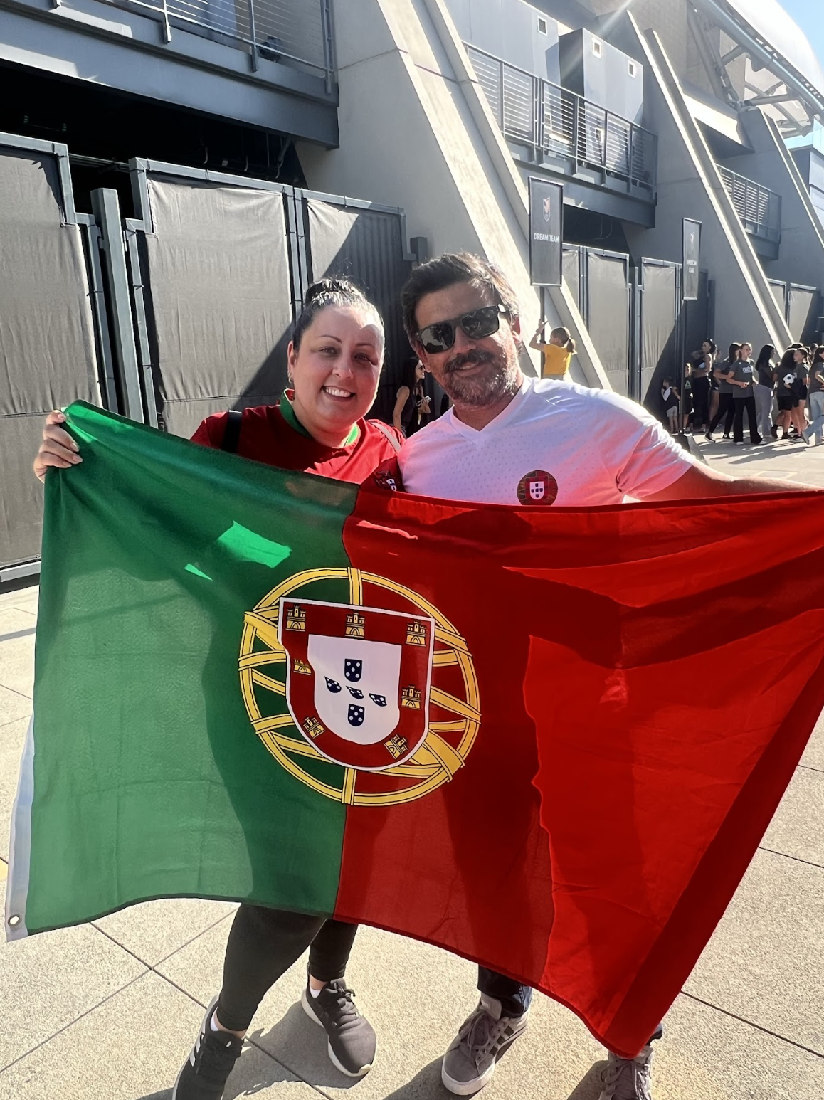 A photo of Erica with the Portugal flag.